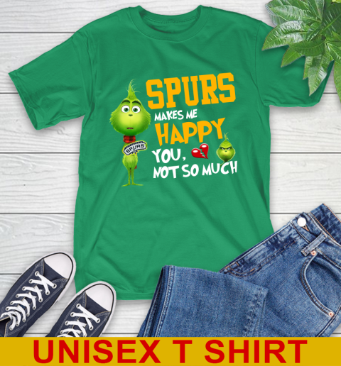 NBA San Antonio Spurs Makes Me Happy You Not So Much Grinch Basketball Sports T-Shirt 7