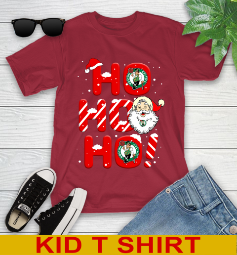 Boston Celtics NBA Basketball Ho Ho Ho Santa Claus Merry Christmas Shirt Youth T-Shirt 12