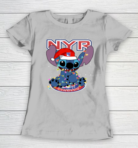 New York Rangers NHL Hockey noel stitch Christmas Women's T-Shirt 3