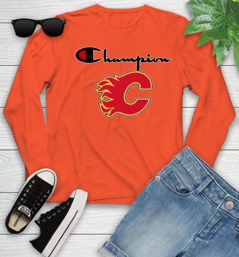 NHL Hockey Calgary Flames Champion Shirt Youth Long Sleeve 2