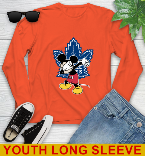 Toronto Maple Leafs NHL Hockey Dabbing Mickey Disney Sports Youth Long Sleeve 4