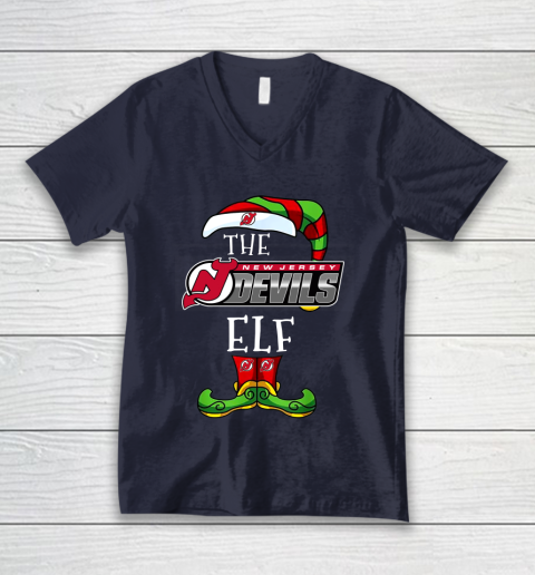 New Jersey Devils Christmas ELF Funny NHL V-Neck T-Shirt 2