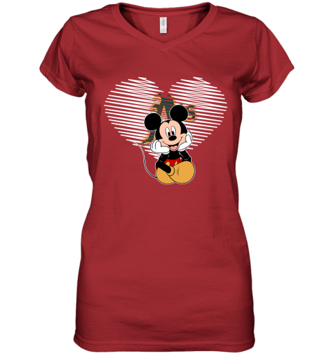 MLB Oakland Athletics The Heart Mickey Mouse Disney Baseball T Shirt 6NC8CuLn2J0 women v neck t shirt 39 95 151514 front red
