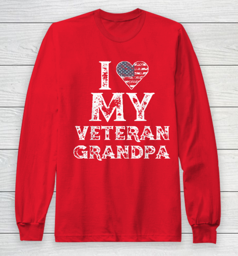 I Love My Veteran Grandpa Vintage Veteran's Day Long Sleeve T-Shirt 7