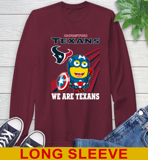 NFL Football Houston Texans Captain America Marvel Avengers Minion Shirt Long Sleeve T-Shirt 7