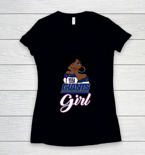 New York Giants Girl NFL Women's V-Neck T-Shirt
