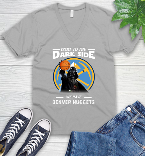 NBA Come To The Dark Side We Have Denver Nuggets Star Wars Darth Vader Basketball V-Neck T-Shirt 3