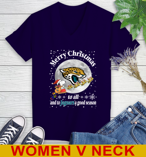 Jacksonville Jaguars Merry Christmas To All And To Jaguars A Good Season NFL Football Sports Women's V-Neck T-Shirt 3