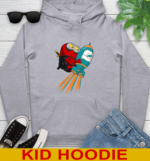 NFL Football Miami Dolphins Deadpool Minion Marvel Shirt Youth Hoodie 6