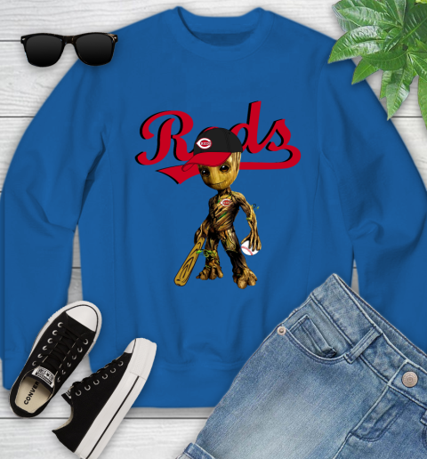 MLB Cincinnati Reds Groot Guardians Of The Galaxy Baseball Youth Sweatshirt 8