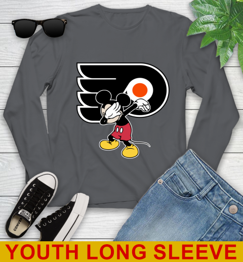 Philadelphia Flyers NHL Hockey Dabbing Mickey Disney Sports Youth Long Sleeve 9