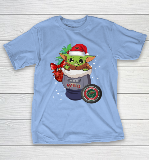 Minnesota Wild Christmas Baby Yoda Star Wars Funny Happy NHL T-Shirt 11