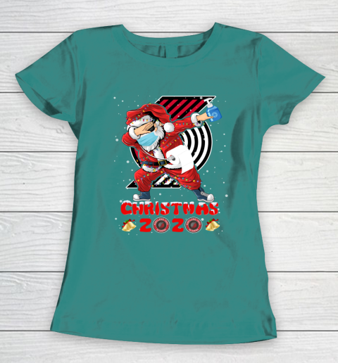 Portland Trail Blazers Funny Santa Claus Dabbing Christmas 2020 NBA Women's T-Shirt 10