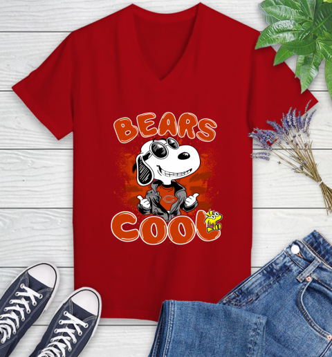 NFL Football Chicago Bears Cool Snoopy Shirt Women's V-Neck T-Shirt 8