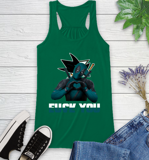 NHL San Jose Sharks Deadpool Love You Fuck You Hockey Sports Racerback Tank 6