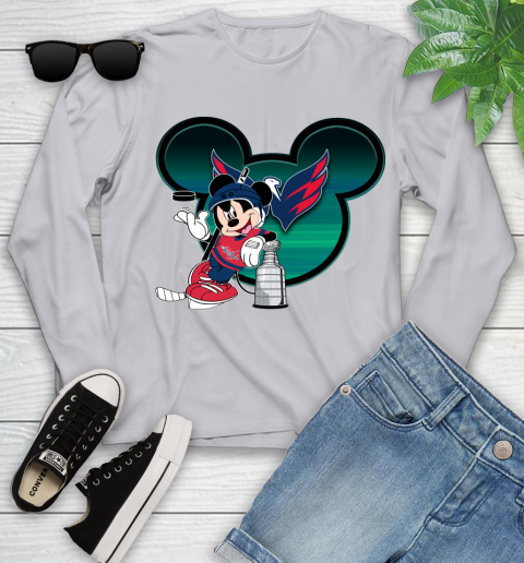 NHL Washington Capitals Stanley Cup Mickey Mouse Disney Hockey T Shirt Youth Long Sleeve 5