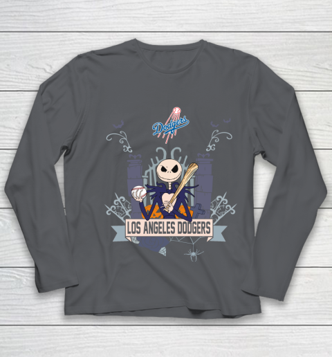 MLB Los Angeles Dodgers Baseball Jack Skellington Halloween Youth Long Sleeve 6