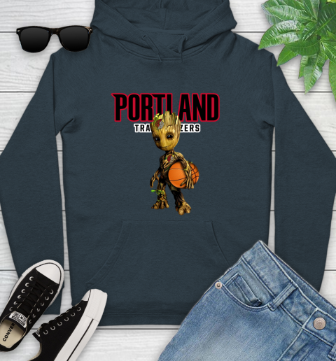 Portland Trail Blazers NBA Basketball Groot Marvel Guardians Of The Galaxy Youth Hoodie 8