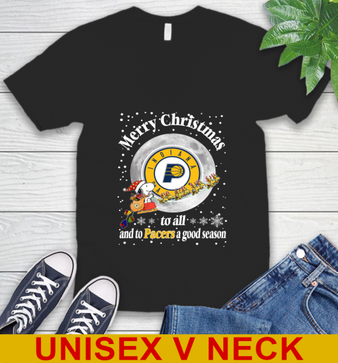 Indiana Pacers Merry Christmas To All And To Pacers A Good Season NBA Basketball Sports V-Neck T-Shirt