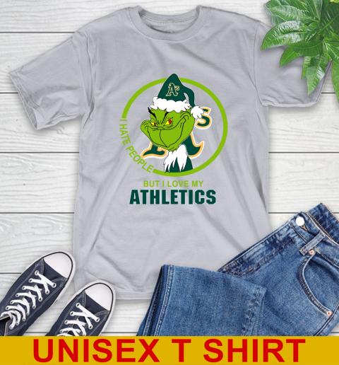 Oakland Athletics MLB Christmas Grinch I Hate People But I Love My Favorite Baseball Team T-Shirt 6