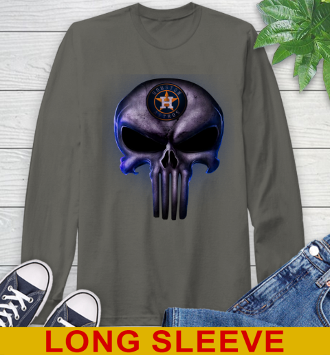 Houston Astros MLB Baseball Punisher Skull Sports Long Sleeve T-Shirt 10