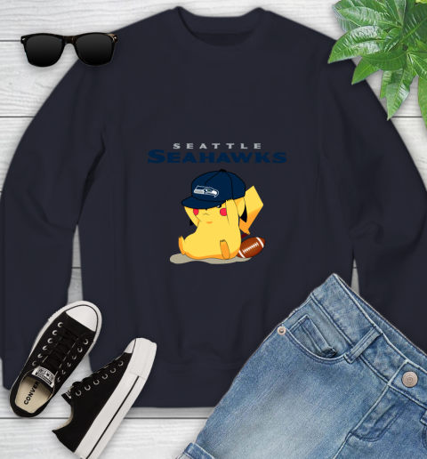NFL Pikachu Football Seattle Seahawks Youth Sweatshirt 3