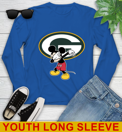 Green Bay Packers NFL Football Dabbing Mickey Disney Sports Youth Long Sleeve 10