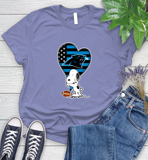 Carolina Panthers NFL Football The Peanuts Movie Adorable Snoopy Women's T-Shirt 11