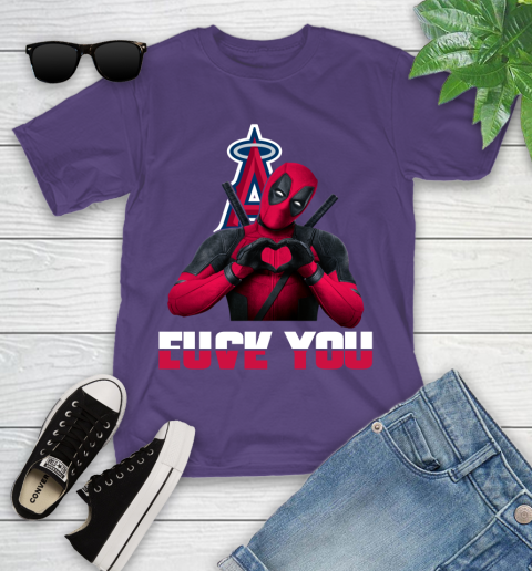 MLB Los Angeles Angels Deadpool Love You Fuck You Baseball Sports Youth T-Shirt 18