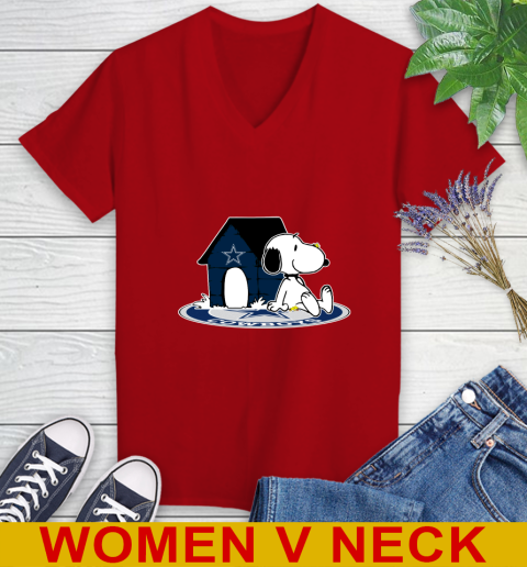 NFL Football Dallas Cowboys Snoopy The Peanuts Movie Shirt Women's V-Neck T-Shirt 12