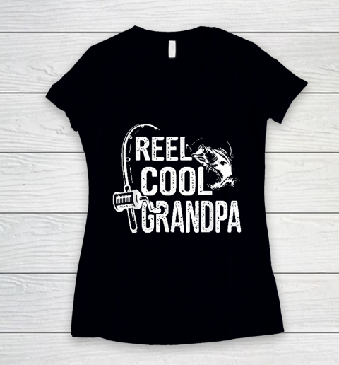 Grandpa Funny Gift Apparel  Reel Cool Grandpa Fishing Lover Gift For Women's V-Neck T-Shirt