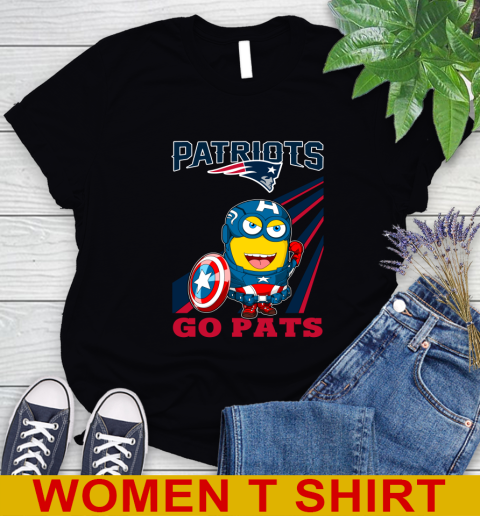 NFL Football New England Patriots Captain America Marvel Avengers Minion Shirt Women's T-Shirt