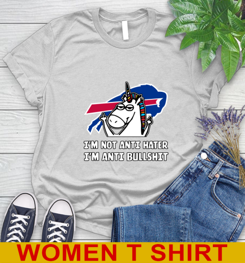 Buffalo Bills NFL Football Unicorn I'm Not Anti Hater I'm Anti Bullshit Women's T-Shirt