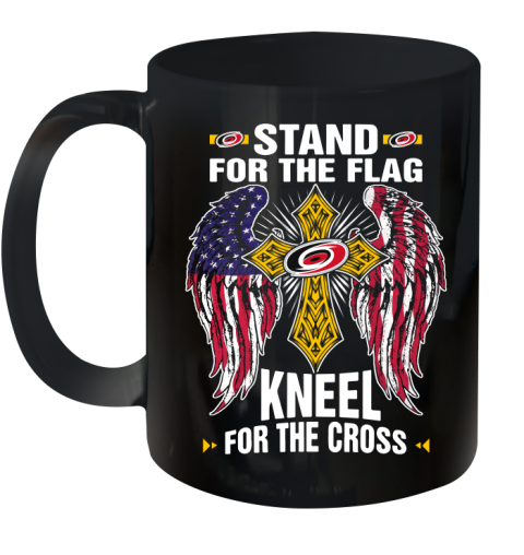 NHL Hockey Carolina Hurricanes Stand For Flag Kneel For The Cross Shirt Ceramic Mug 11oz