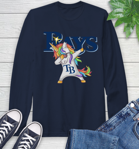 Tampa Bay Rays MLB Baseball Funny Unicorn Dabbing Sports Long Sleeve T-Shirt 4