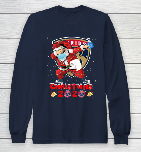 Florida Panthers Funny Santa Claus Dabbing Christmas 2020 NHL Long Sleeve T-Shirt 2