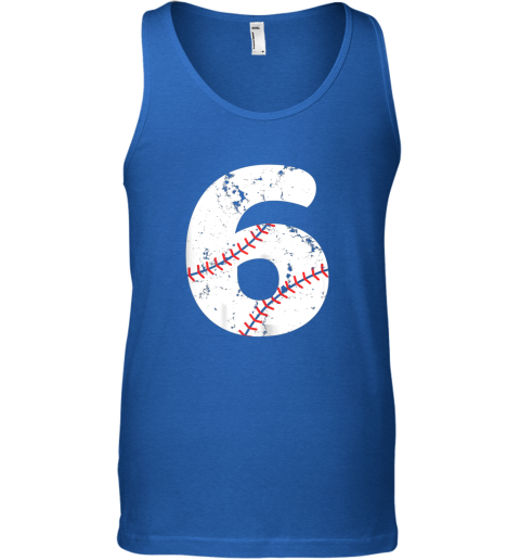 oq94 number 6 baseball vintage distressed team unisex tank 17 front royal