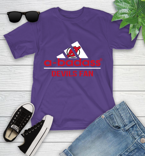 NHL A Badass New Jersey Devils Fan Adidas Hockey Sports Youth T-Shirt 3