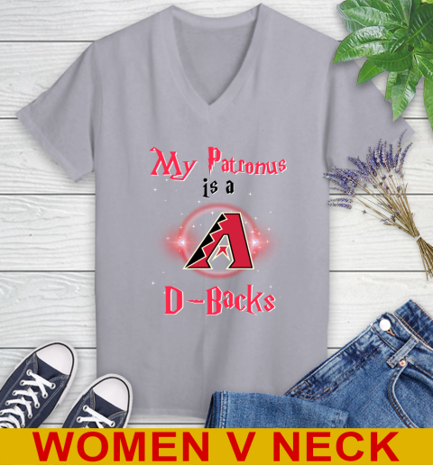 MLB Baseball Harry Potter My Patronus Is A Arizona Diamondbacks Women's V-Neck T-Shirt 4
