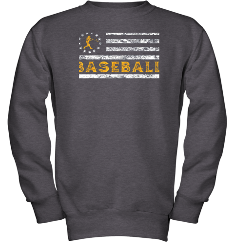 mszo baseball lovers vintage american betsy ross flag softball youth sweatshirt 47 front dark heather