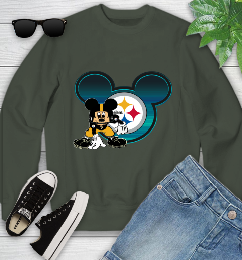 NFL Pittsburgh Steelers Mickey Mouse Disney Football T Shirt Youth Sweatshirt 10