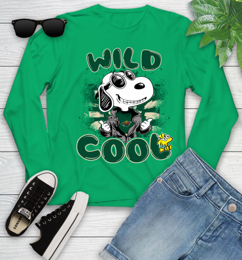 NHL Hockey Minnesota Wild Cool Snoopy Shirt Youth Long Sleeve 6