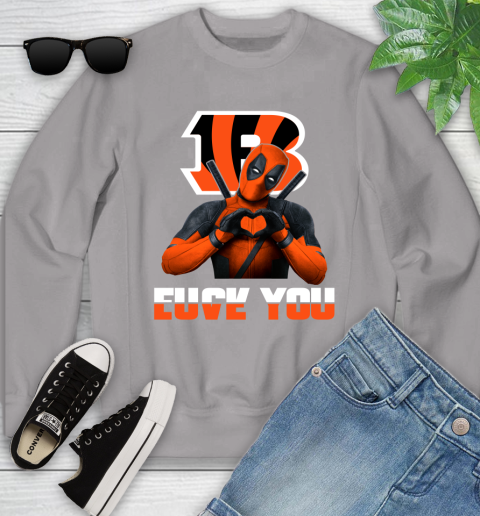 NHL Cincinnati Bengals Deadpool Love You Fuck You Football Sports Youth Sweatshirt 3