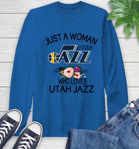 NBA Just A Woman Who Loves Utah Jazz Basketball Sports Long Sleeve T-Shirt 7