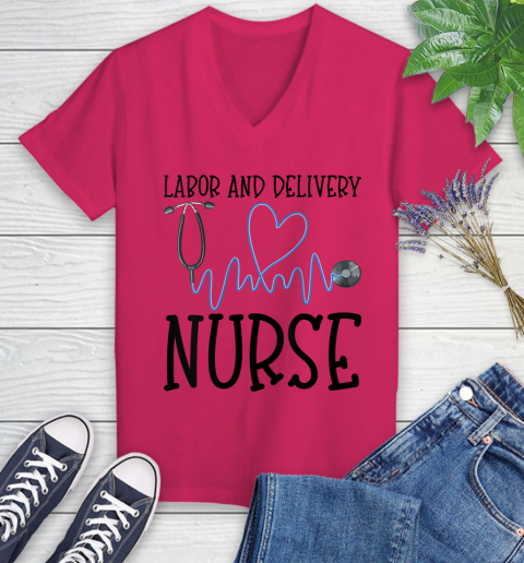 Nurse Shirt Womens Cute RN Labor And Delivery Registered Nurse NP Work Gift Shirt Women s V Neck T Shirt Tee For Sports