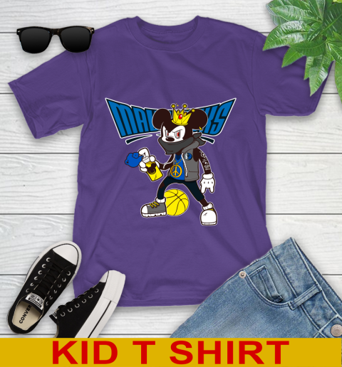 Dallas Mavericks NBA Basketball Mickey Peace Sign Sports Youth T-Shirt 4
