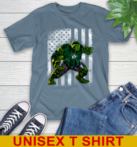 Dallas Stars Hulk Marvel Avengers NHL Hockey American Flag T-Shirt 8