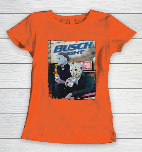 Michael Myers And Jason Voorhees Busch Light Halloween Women's T-Shirt 3