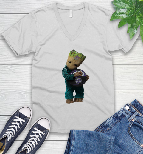 NBA Groot Guardians Of The Galaxy Basketball Sports Sacramento Kings V-Neck T-Shirt