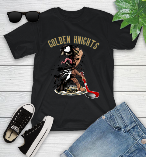 NHL Vegas Golden Knights Hockey Venom Groot Guardians Of The Galaxy Youth T-Shirt 2